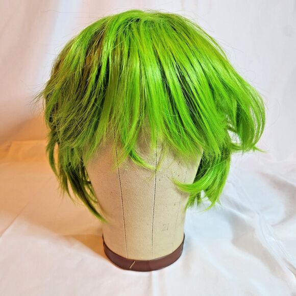 Unbranded Other - Bright Green Short Cosplay Wig With Bangs Anime Halloween Costume Adult